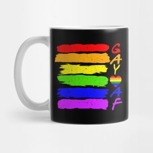 Gay AF Grunge - LGBT Gay Flag Rainbow Colors Pride Month Shirt Funny Sweary Gift Mug